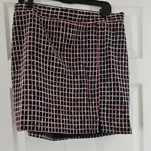 Eloquii Black and Mauve Plaid Skirt